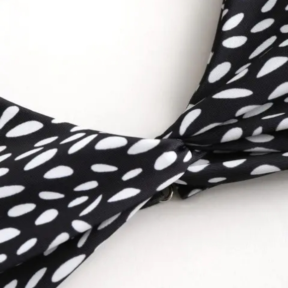 NWT Spotted Twist Front String Bikini Set - Black (S) - Cheeky Bottoms - Picture 5 of 5